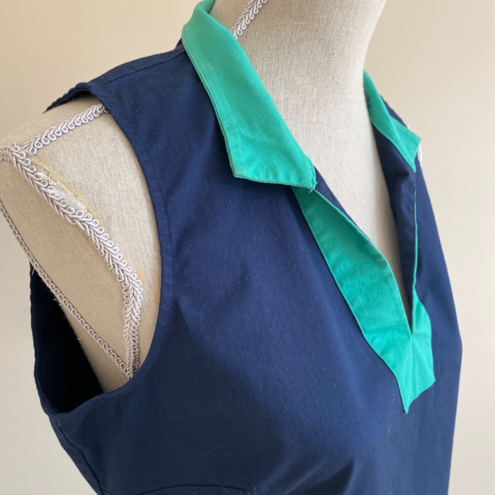 Sail to Sable STS Sleeveless  Navy Blue Green Tunic Dress Size M - Picture 5 of 10